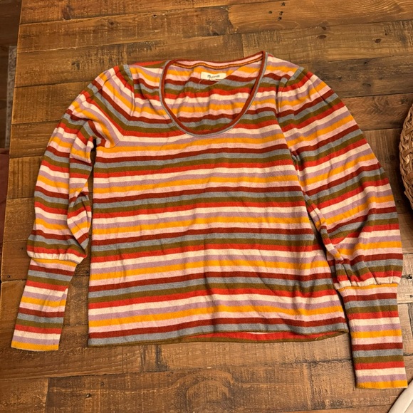 MADEWELL Striped Puff-Sleeve Scoopneck Top‎ - Picture 3 of 6